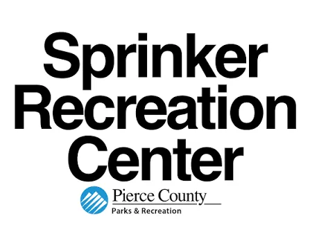Sprinker Recreation Center logo with the Pierce County Parks and Recreation mark on a white background